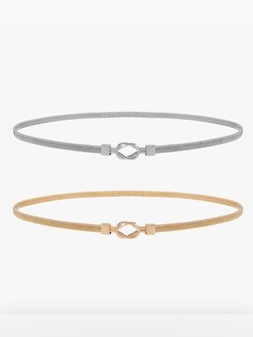 Slim Metallic Knot Stretch Belt - Silver & Gold